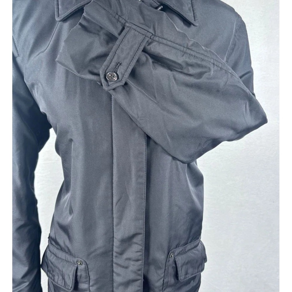VTG Lauren Ralph Lauren Rain Jacket Black Trench‎ Coat Womens M Fleece Lined - Picture 4 of 10